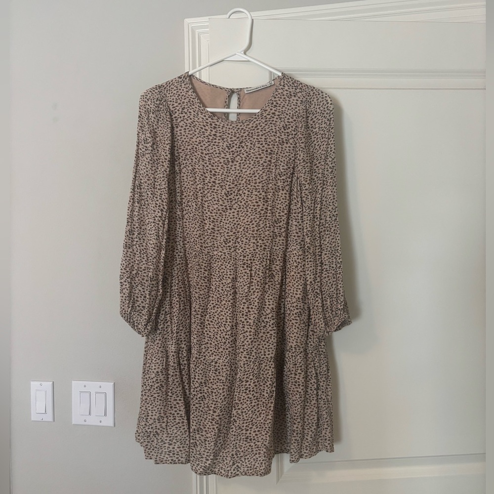 Abercrombie & Fitch Brown Tan Sundress 3/4 Bishop Sleeve